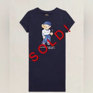 Polo Ralph Lauren Girls Polo Bear 100% Cotton Jersey Tee Dress Size 6X/6 Extra